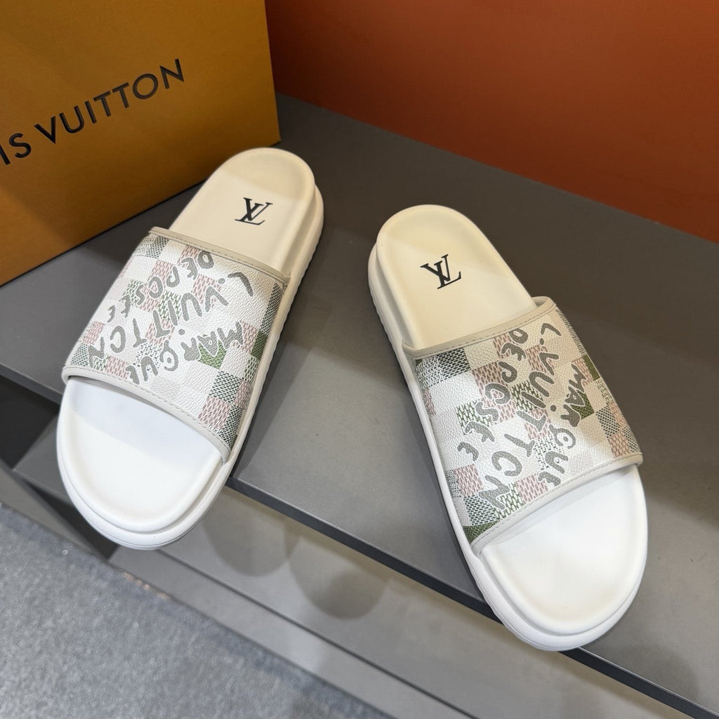 Louis Vuitton Patterned Strap Slides — front