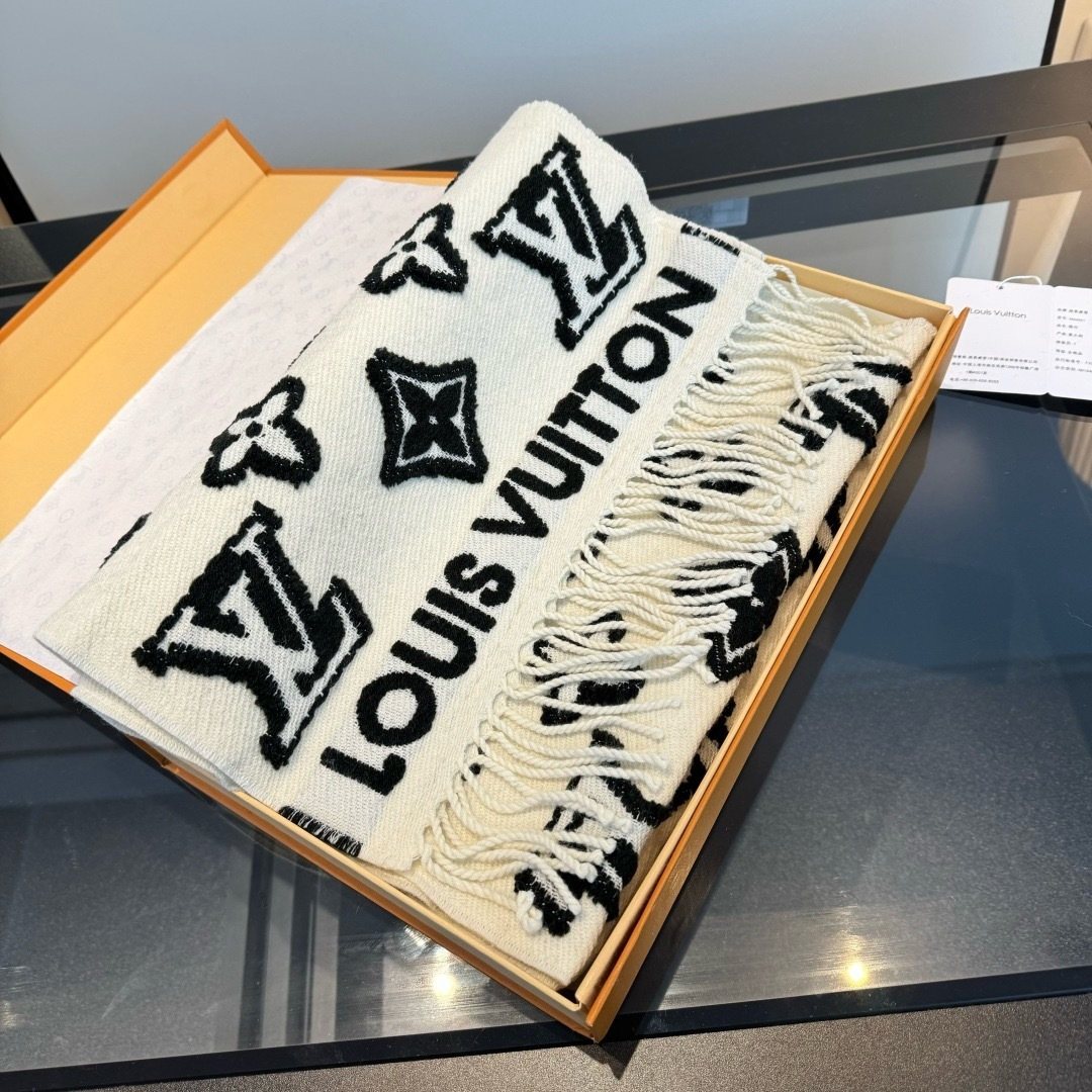 Louis Vuitton Fringed Monogram-Style Scarf — front