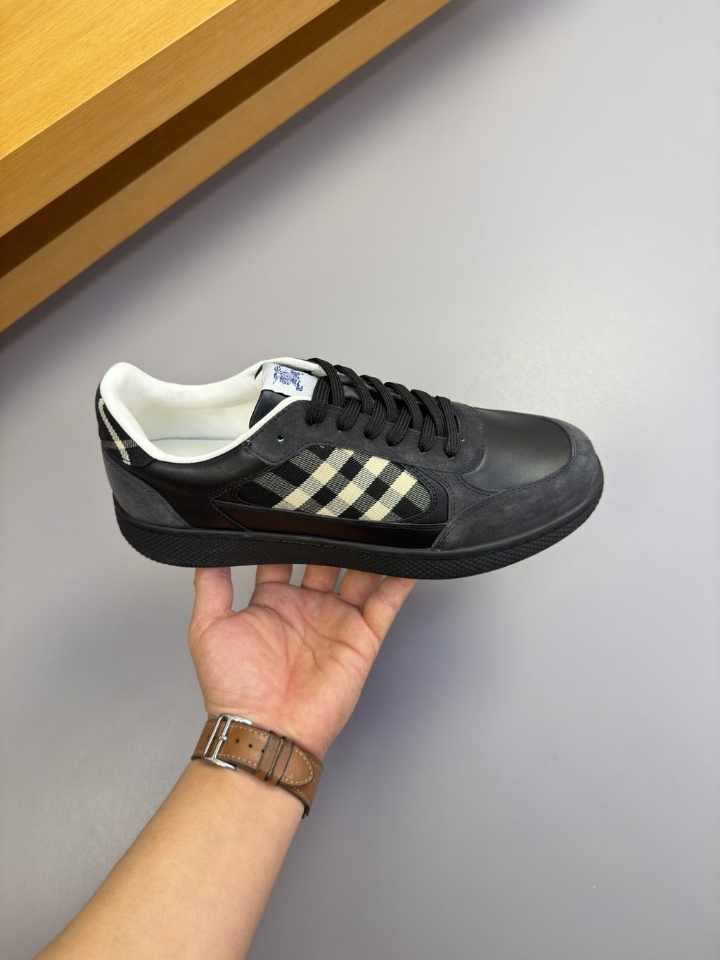 Burberry Check-Panel Low-Top Sneakers — model