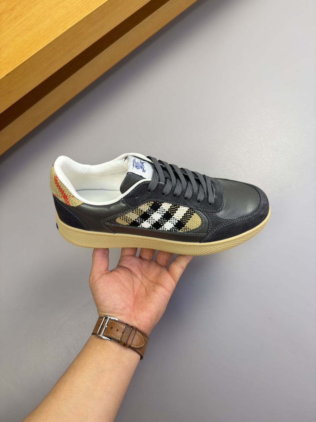Burberry Check-Panel Low-Top Sneakers — model