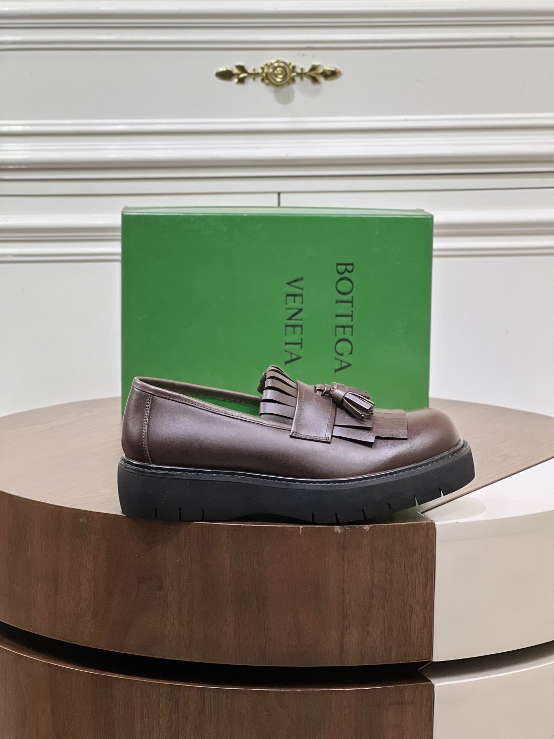 Bottega Veneta Men’s Tassel Lug Sole Loafers — front