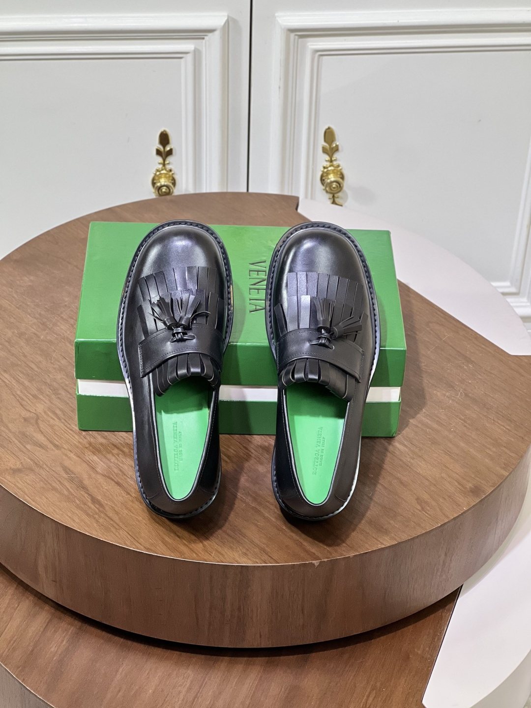 Bottega Veneta Men’s Tassel Lug Sole Loafers — front