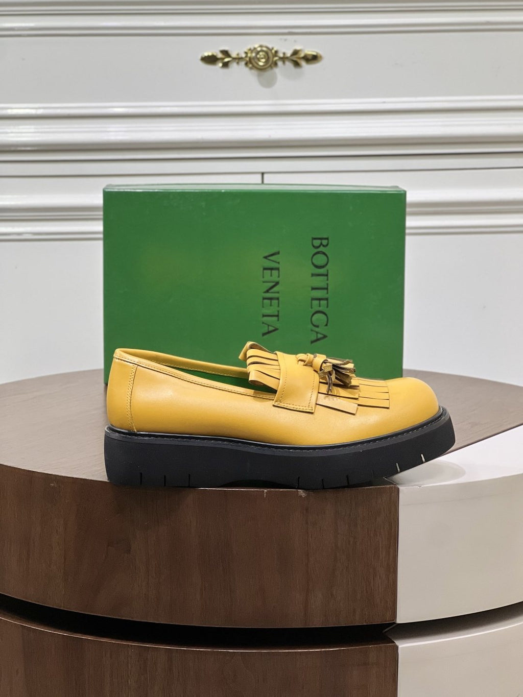 Bottega Veneta Men’s Tassel Lug Sole Loafers — side