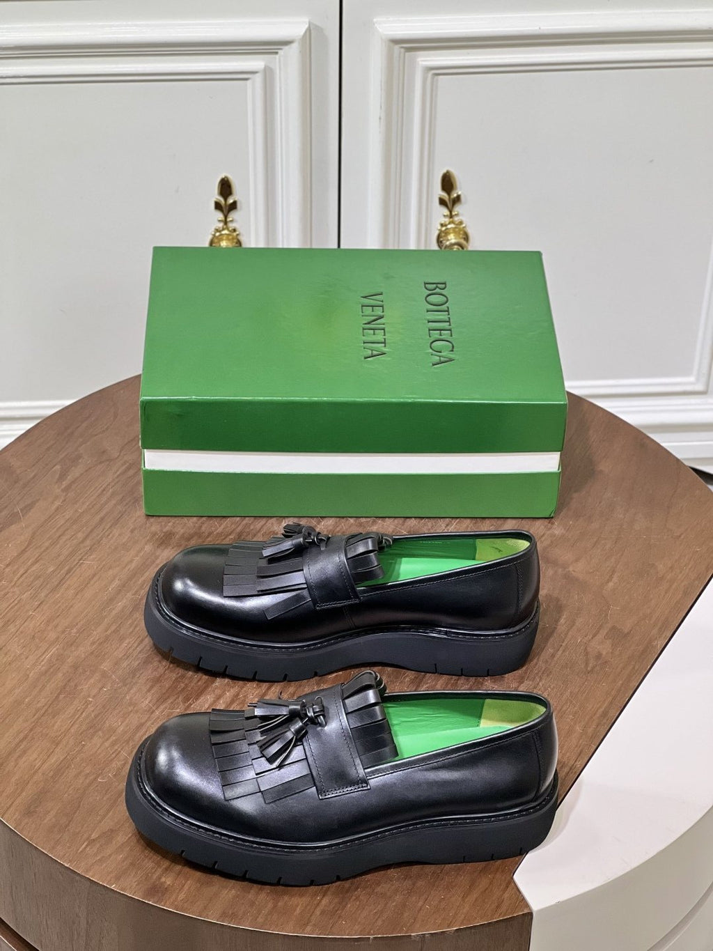 Bottega Veneta Men’s Tassel Lug Sole Loafers — front