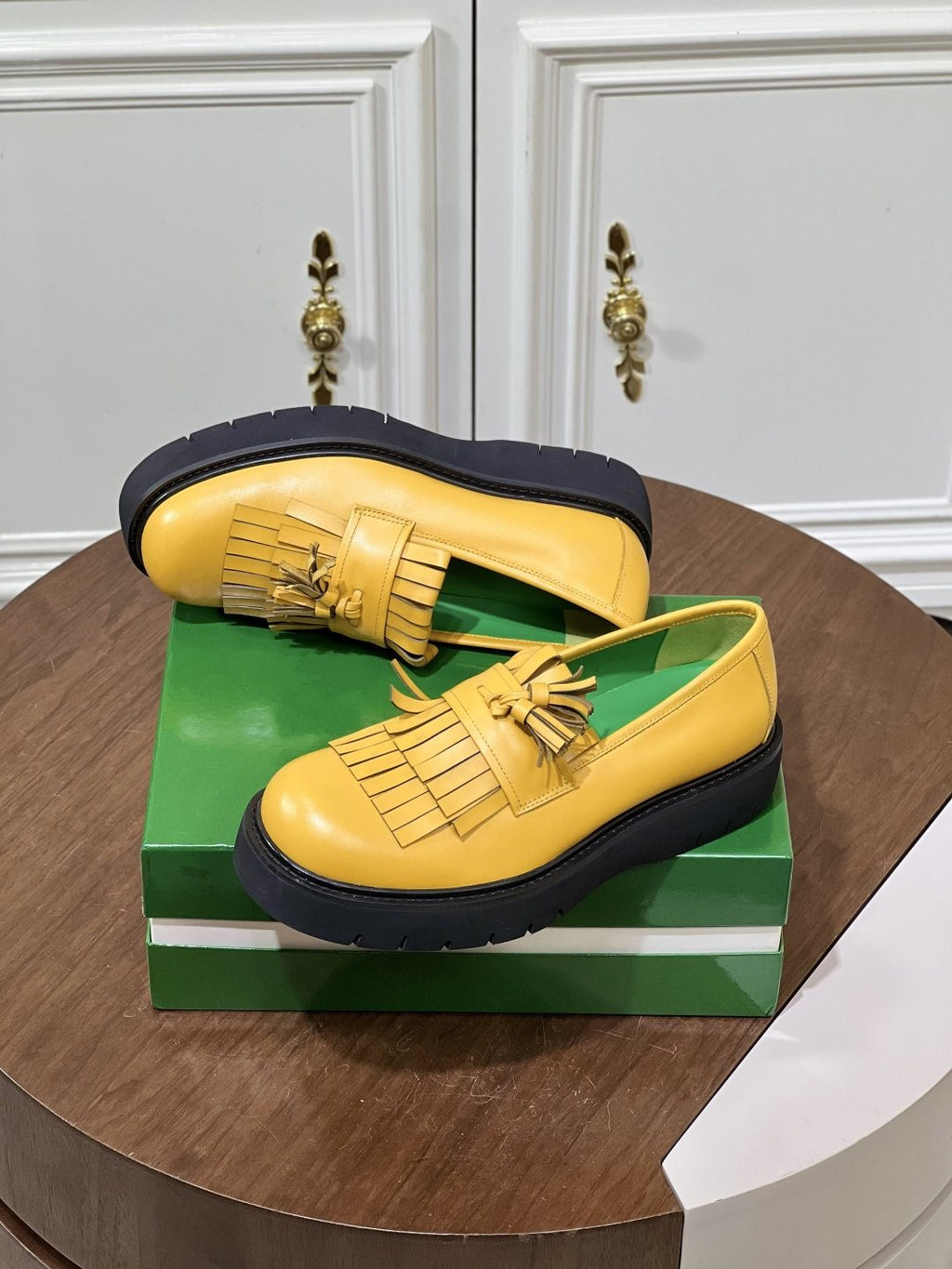 Bottega Veneta Men’s Tassel Lug Sole Loafers — front