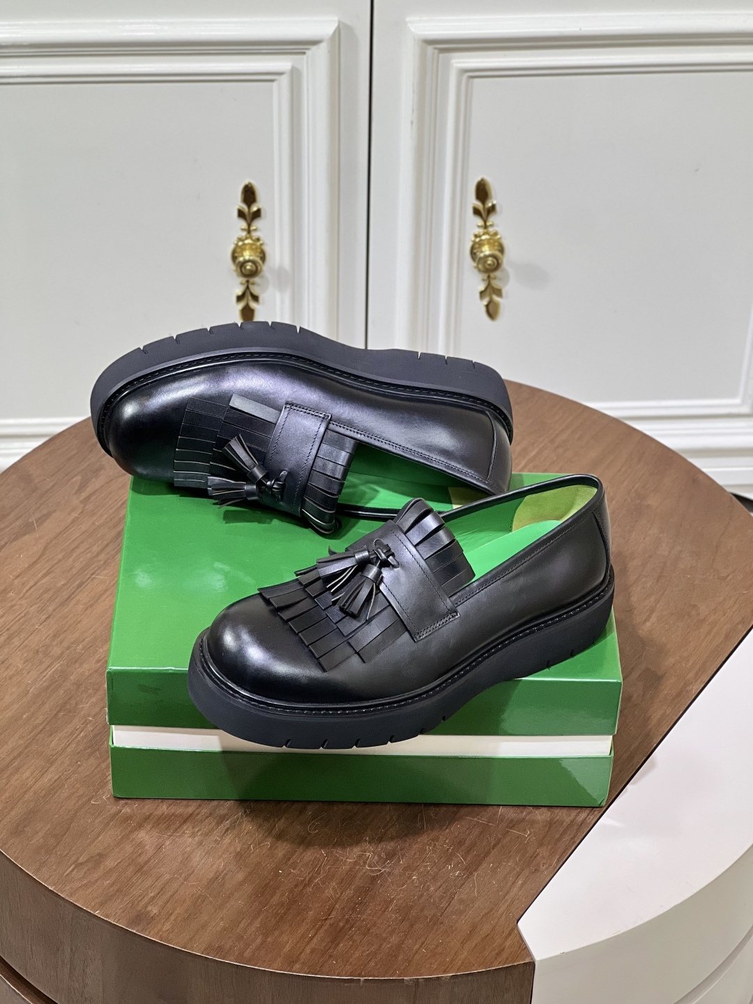 Bottega Veneta Men’s Tassel Lug Sole Loafers — front