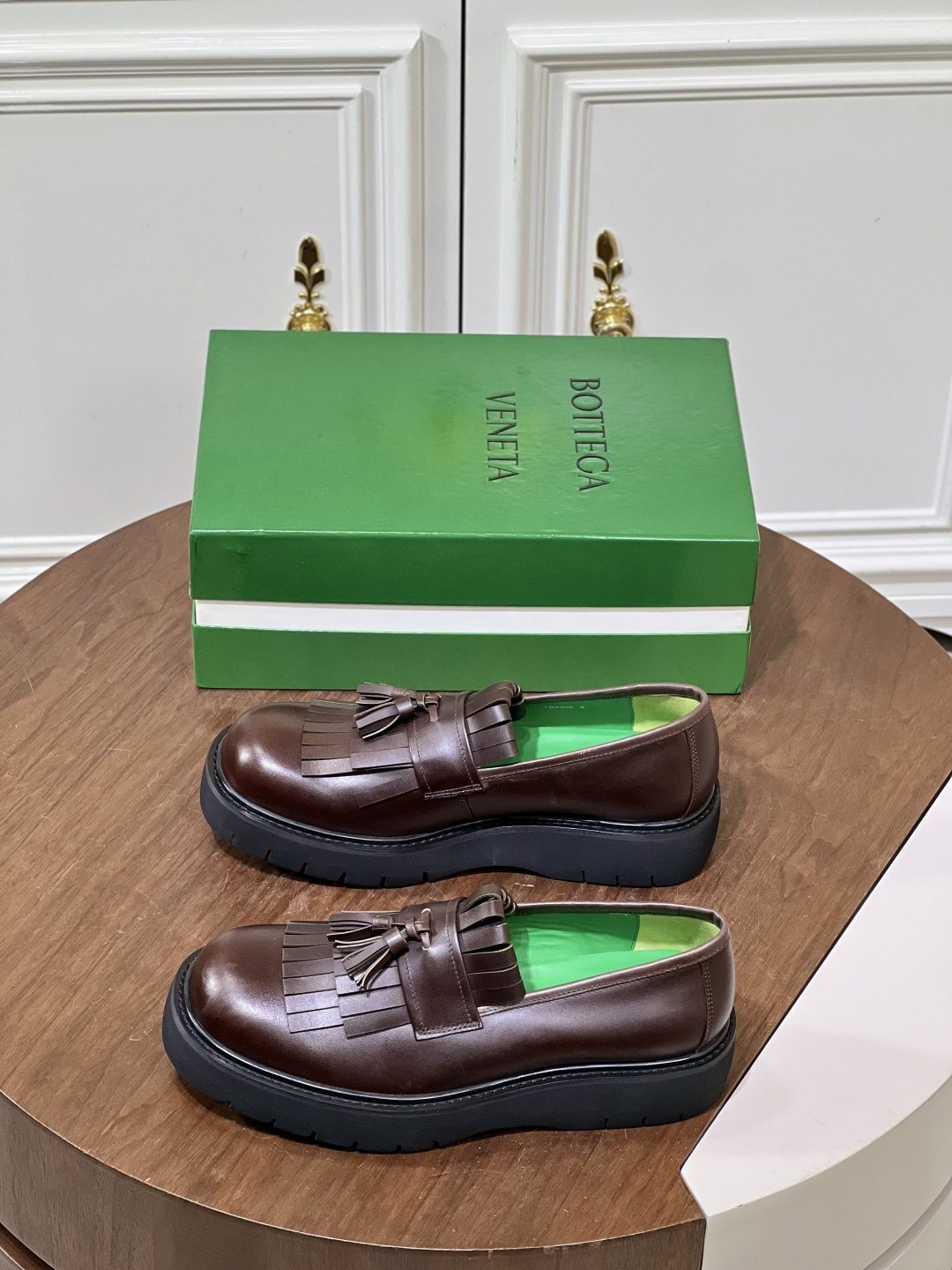 Bottega Veneta Men’s Tassel Lug Sole Loafers — front