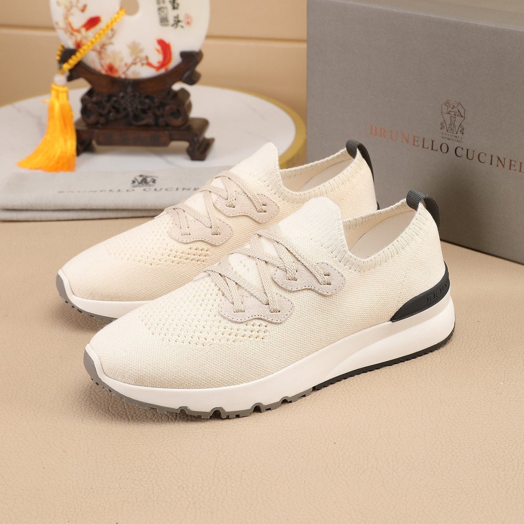 Brunello Cucinelli Knit Lace-Up Sneakers — front
