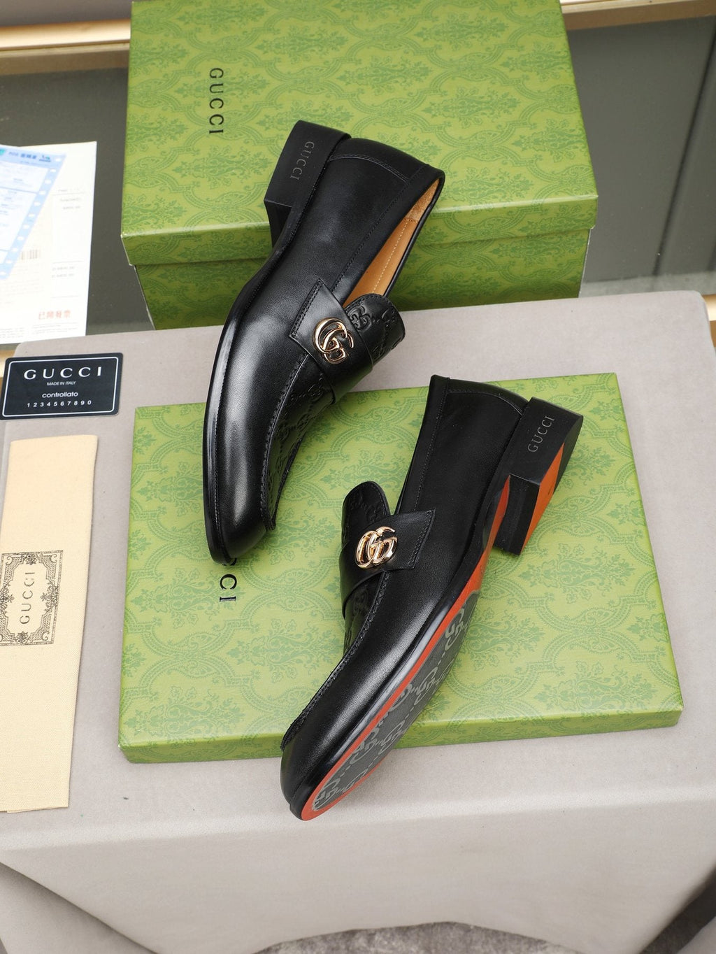 Gucci Black Logo Hardware Loafers — side