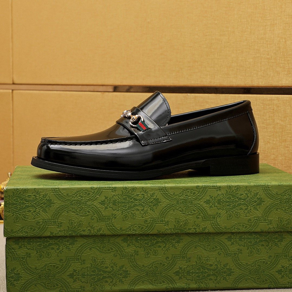 Gucci Black Web Bit Loafers — side