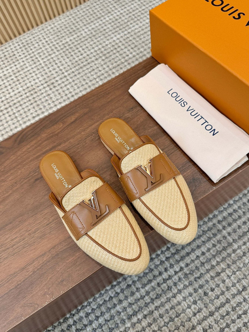 Louis Vuitton Woven Mule Sandals — front