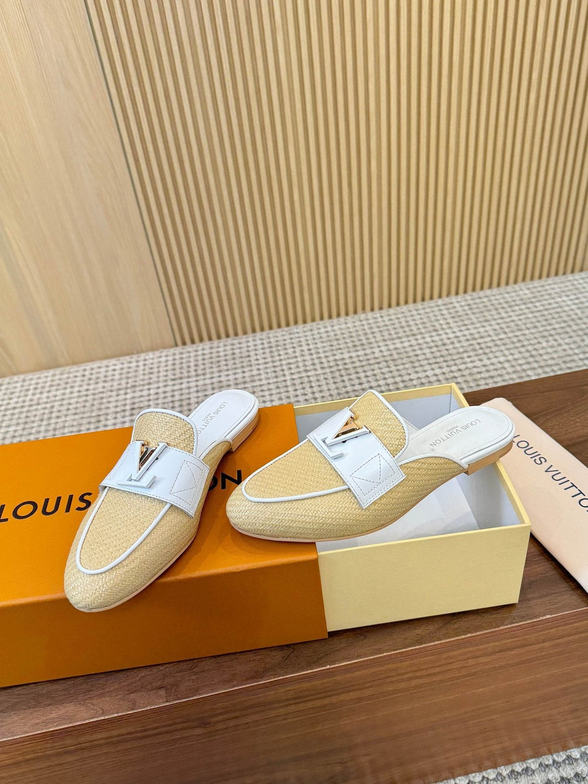 Louis Vuitton Woven Mule Sandals — front