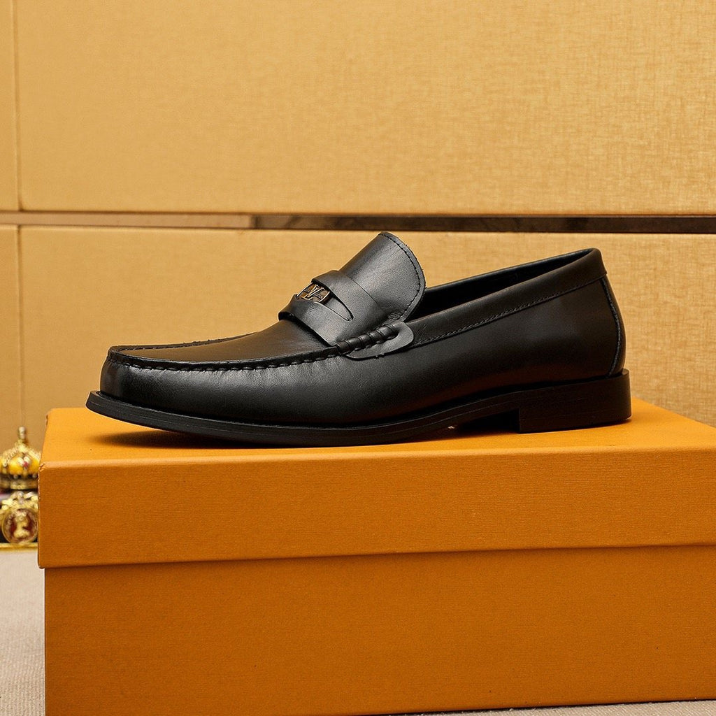 Louis Vuitton Black Leather Hardware Loafers — side