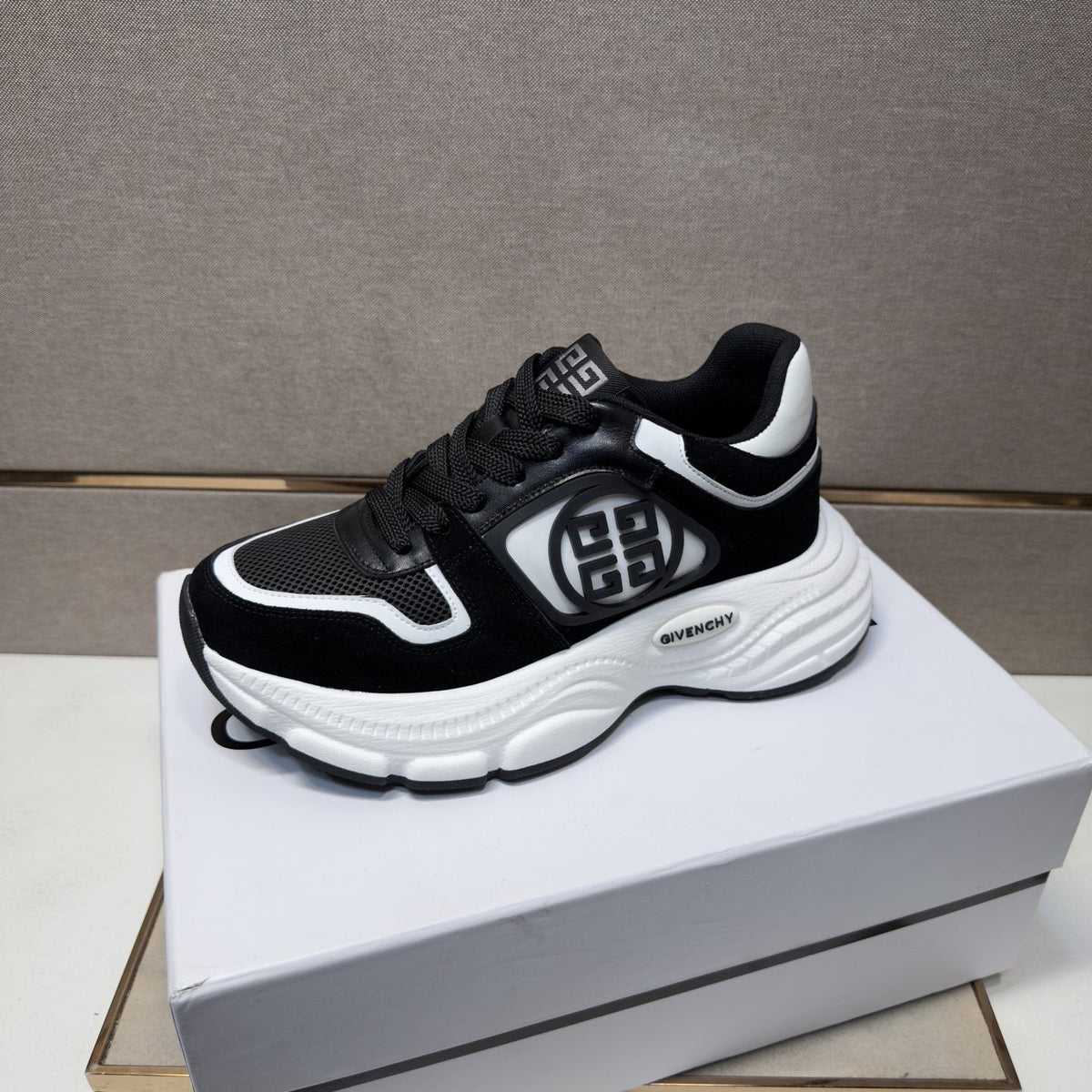 Givenchy Black and White Low-Top Sneakers — side