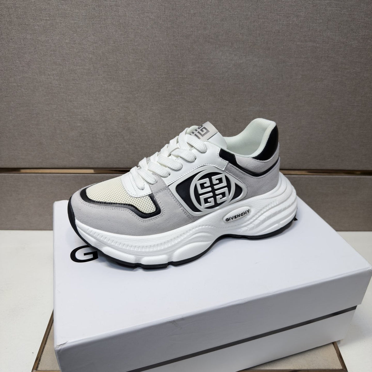 Givenchy Black and White Low-Top Sneakers — front