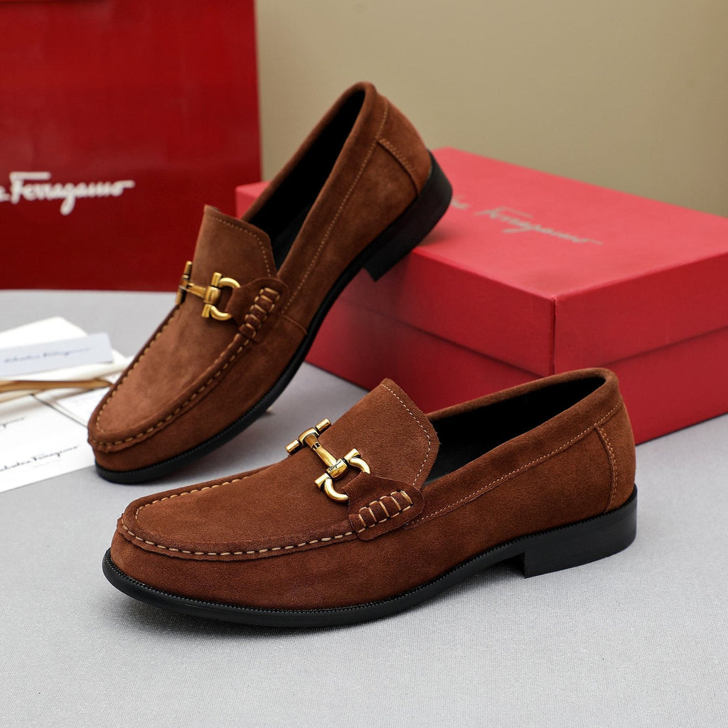 Ferragamo Suede Bit Loafers — side