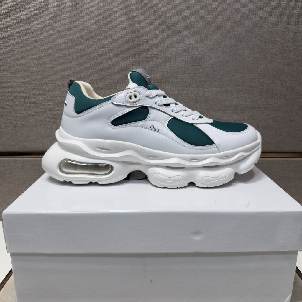 Dior Navy Blue, Black and Green Low-Top Sneakers — front