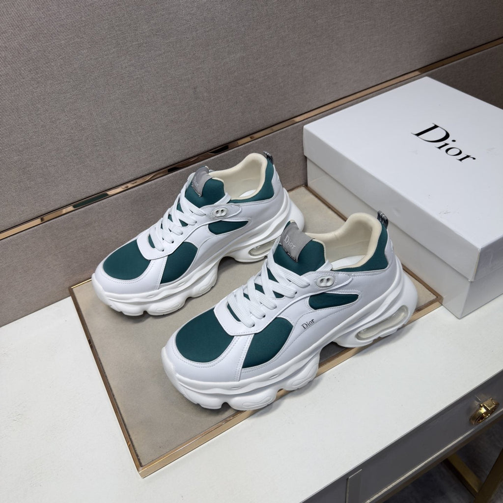 Dior Navy Blue, Black and Green Low-Top Sneakers — side