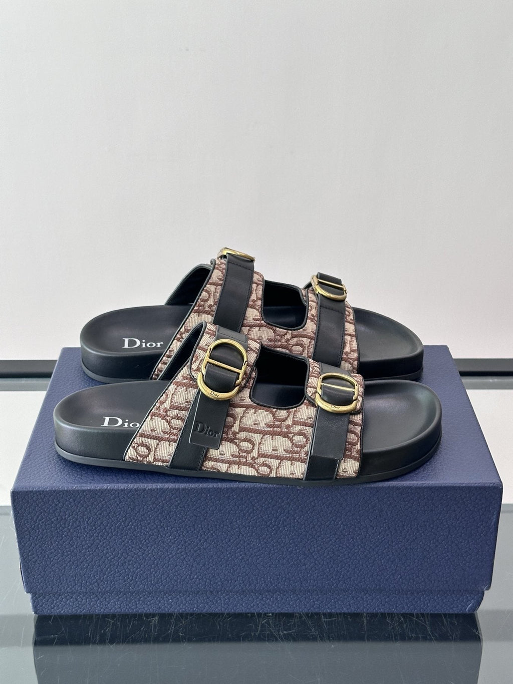 Dior Aqua Two-Strap Slide Sandals — front