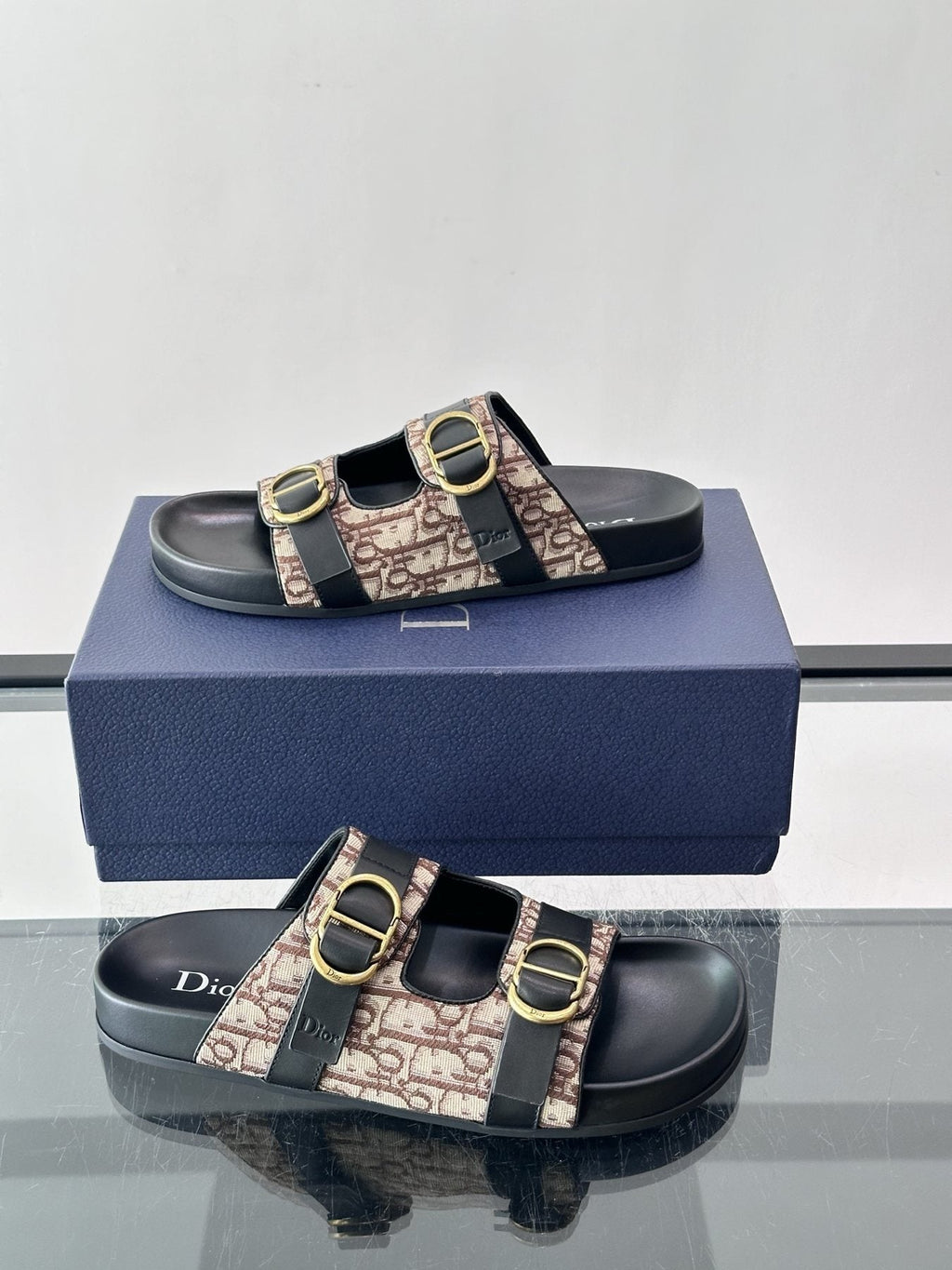 Dior Aqua Two-Strap Slide Sandals — side