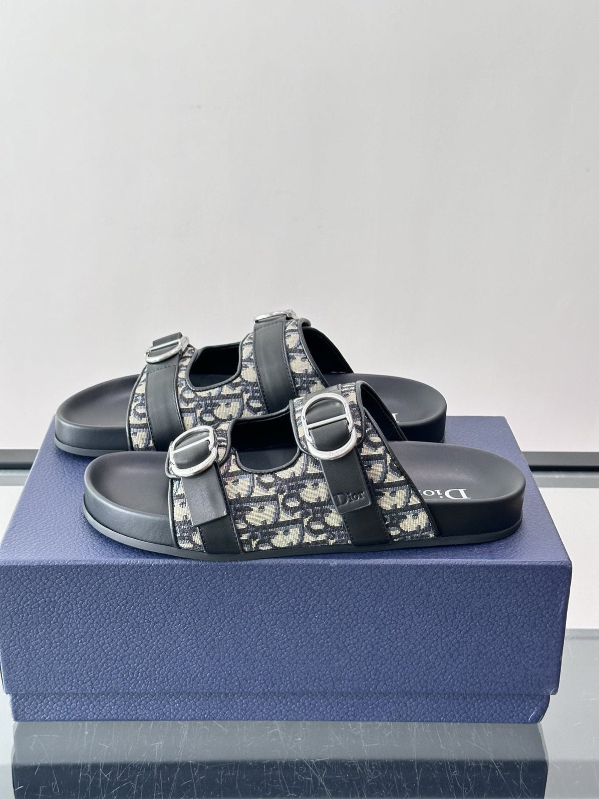 Dior Aqua Two-Strap Slide Sandals — side