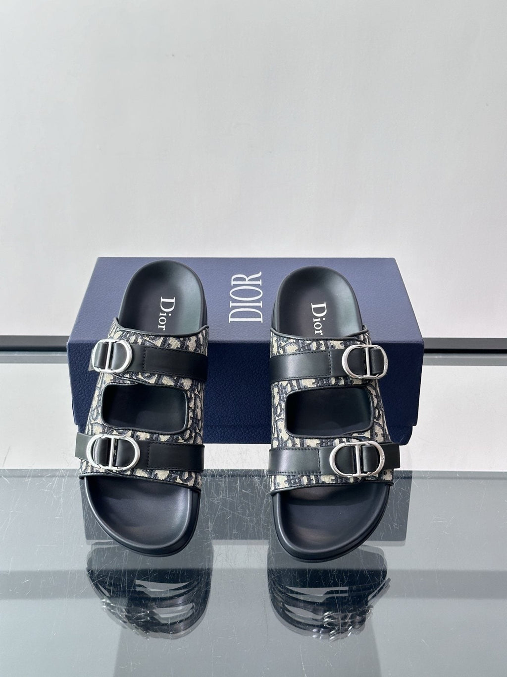 Dior Aqua Two-Strap Slide Sandals — front