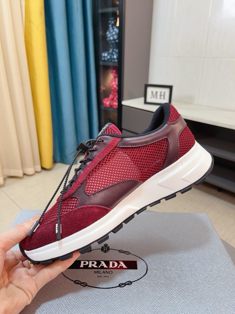 Prada Men's Mesh Lace-Up Sneakers — side