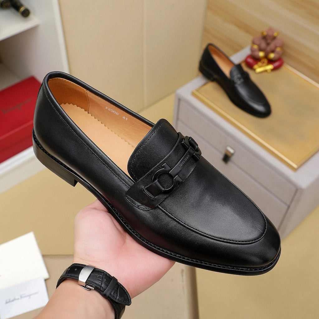 Ferragamo Brown Leather Bit Loafers — model