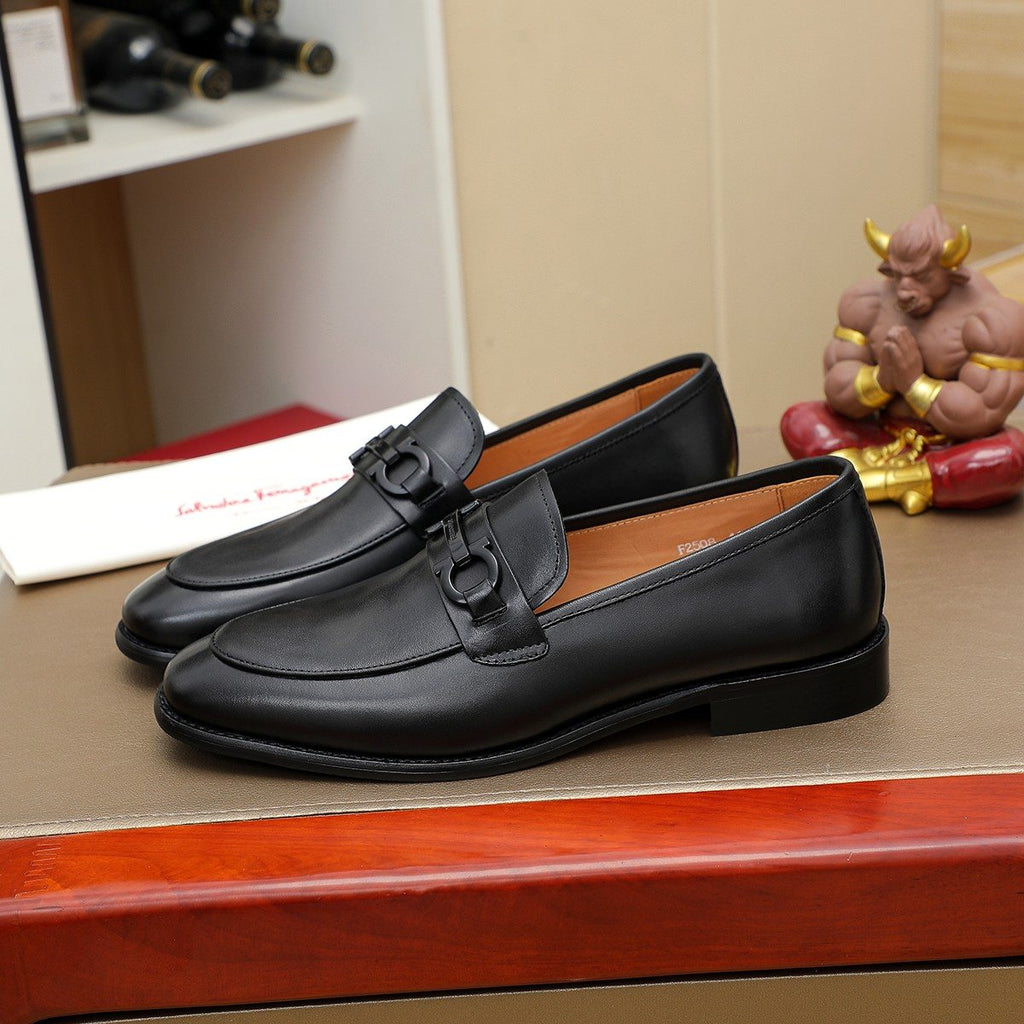 Ferragamo Brown Leather Bit Loafers — side