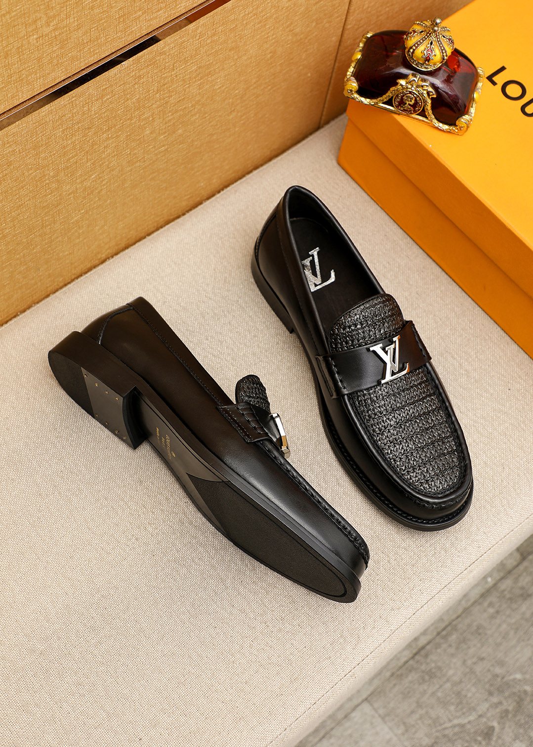 Louis Vuitton Textured Hardware Loafers — side