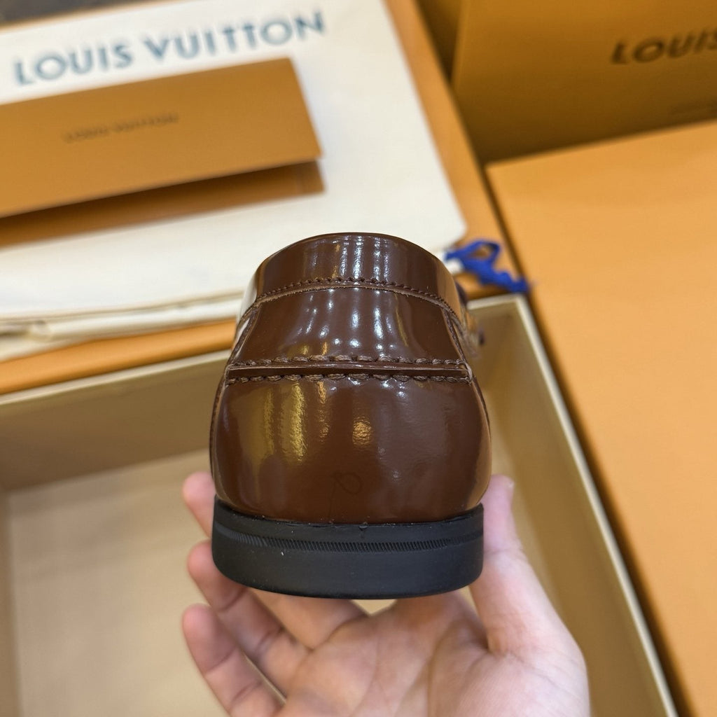 Louis Vuitton Brown Penny Loafers — back