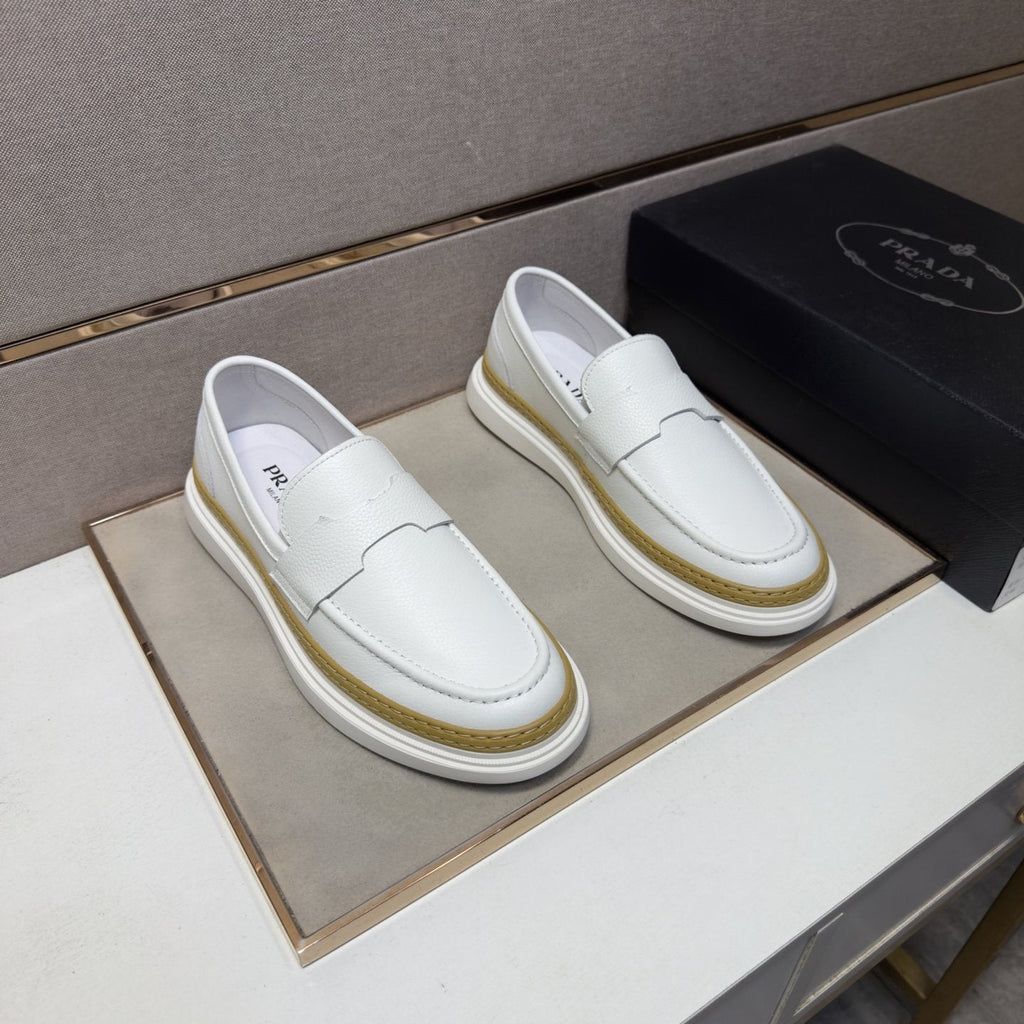 Prada Gold Accent Slip-On Loafers — front