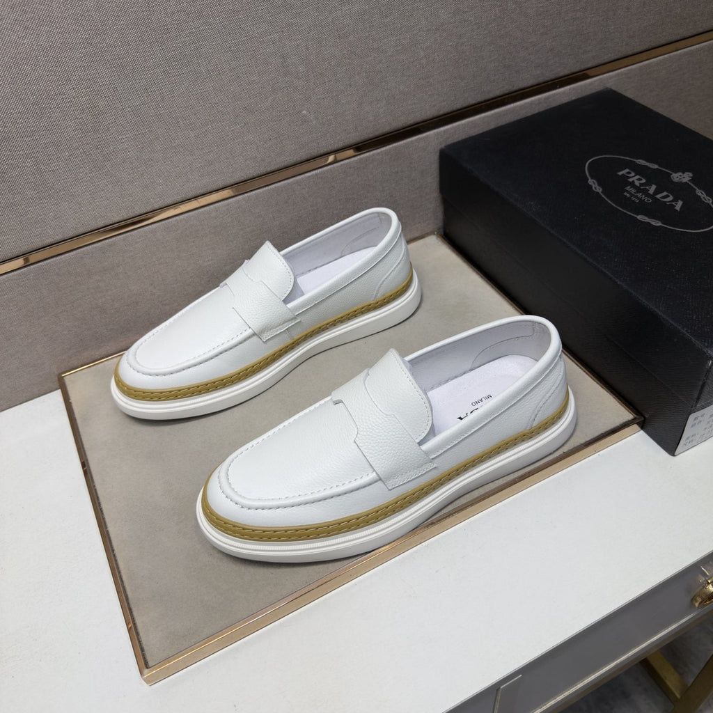 Prada Gold Accent Slip-On Loafers — front
