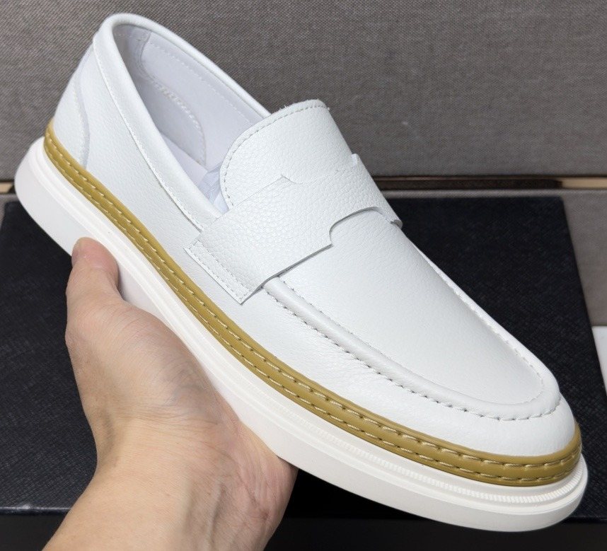 Prada Gold Accent Slip-On Loafers — front