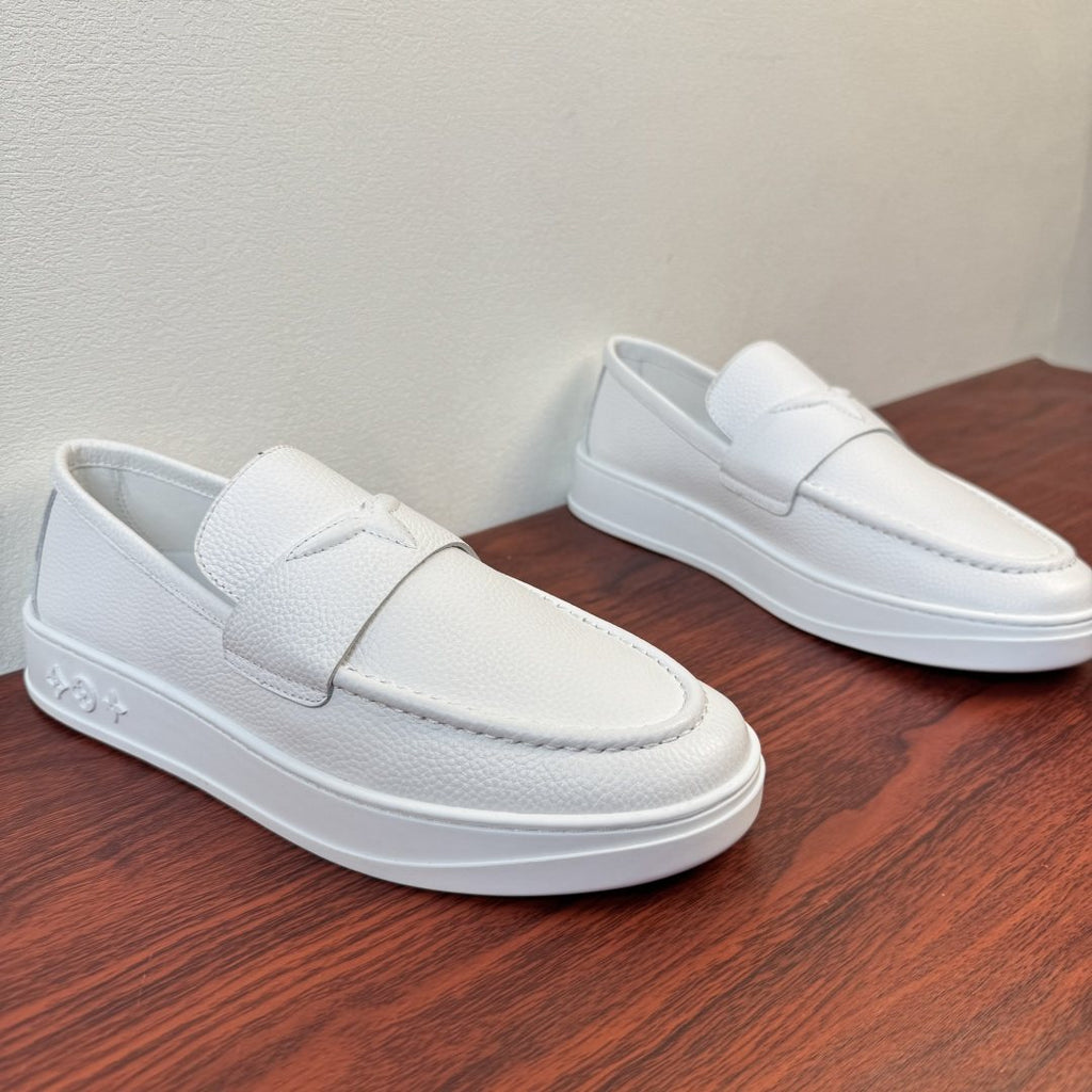 Louis Vuitton White Slip-On Loafers — front