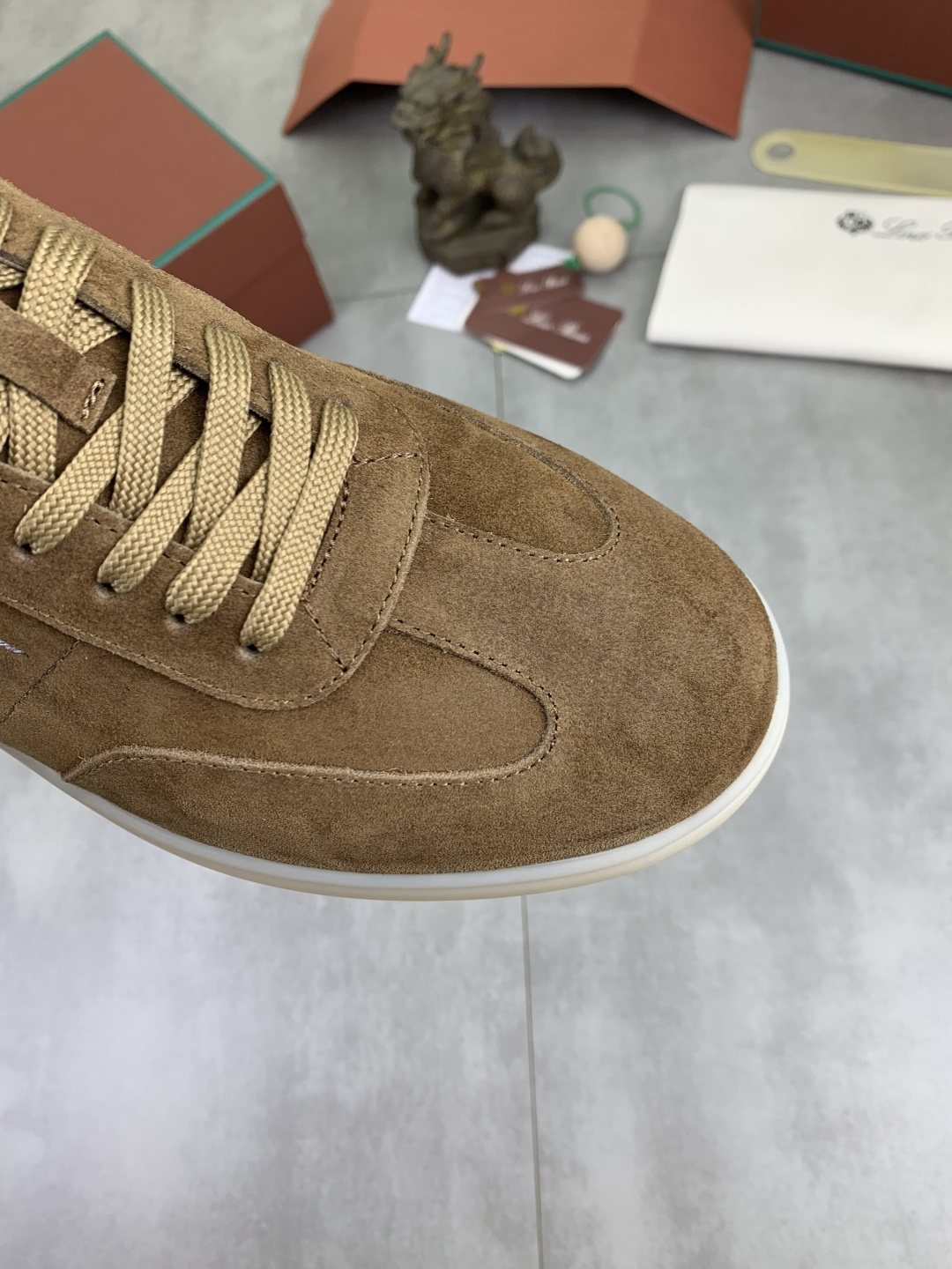 Loro Piana Paneled Low-Top Lace-Up Shoes — detail