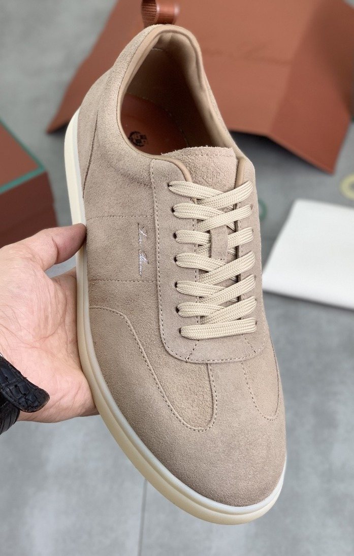 Loro Piana Paneled Low-Top Lace-Up Shoes — front