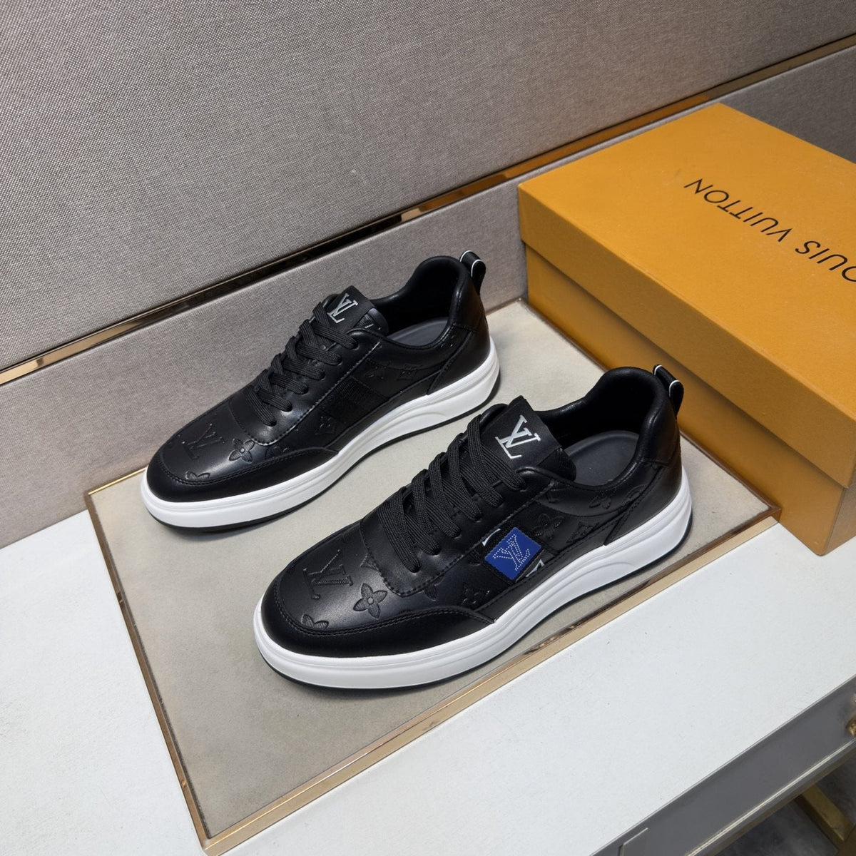 Louis Vuitton Blue-Accent Low-Top Sneakers — front