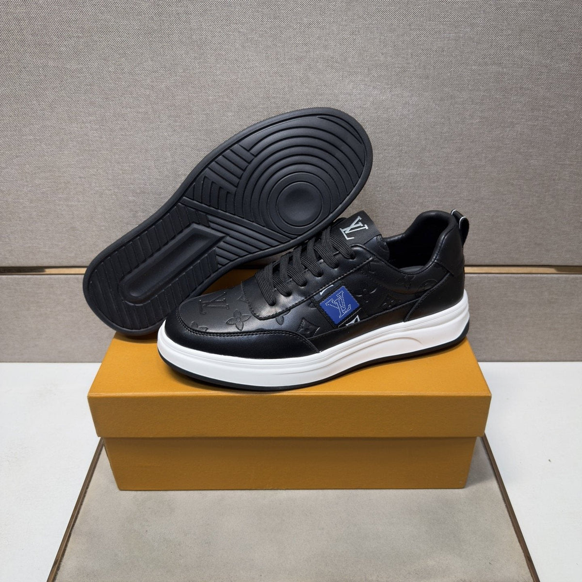 Louis Vuitton Blue-Accent Low-Top Sneakers — side