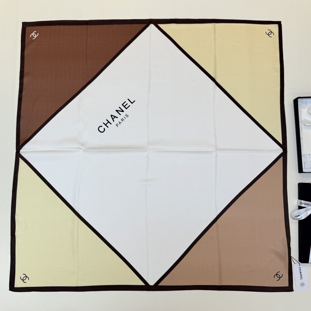 Chanel Blue Color-Block Square Scarf — front
