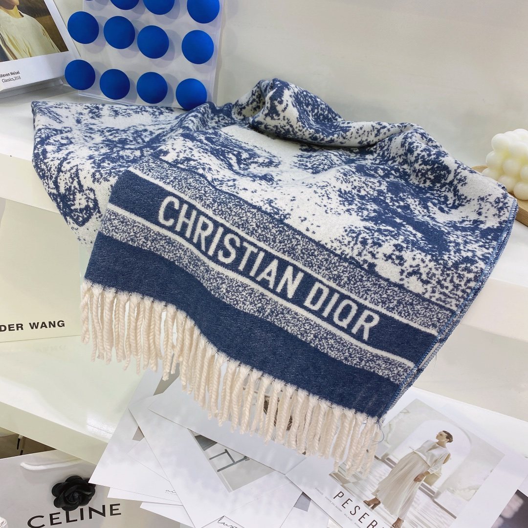 Dior Toile Print Fringed Scarf — front