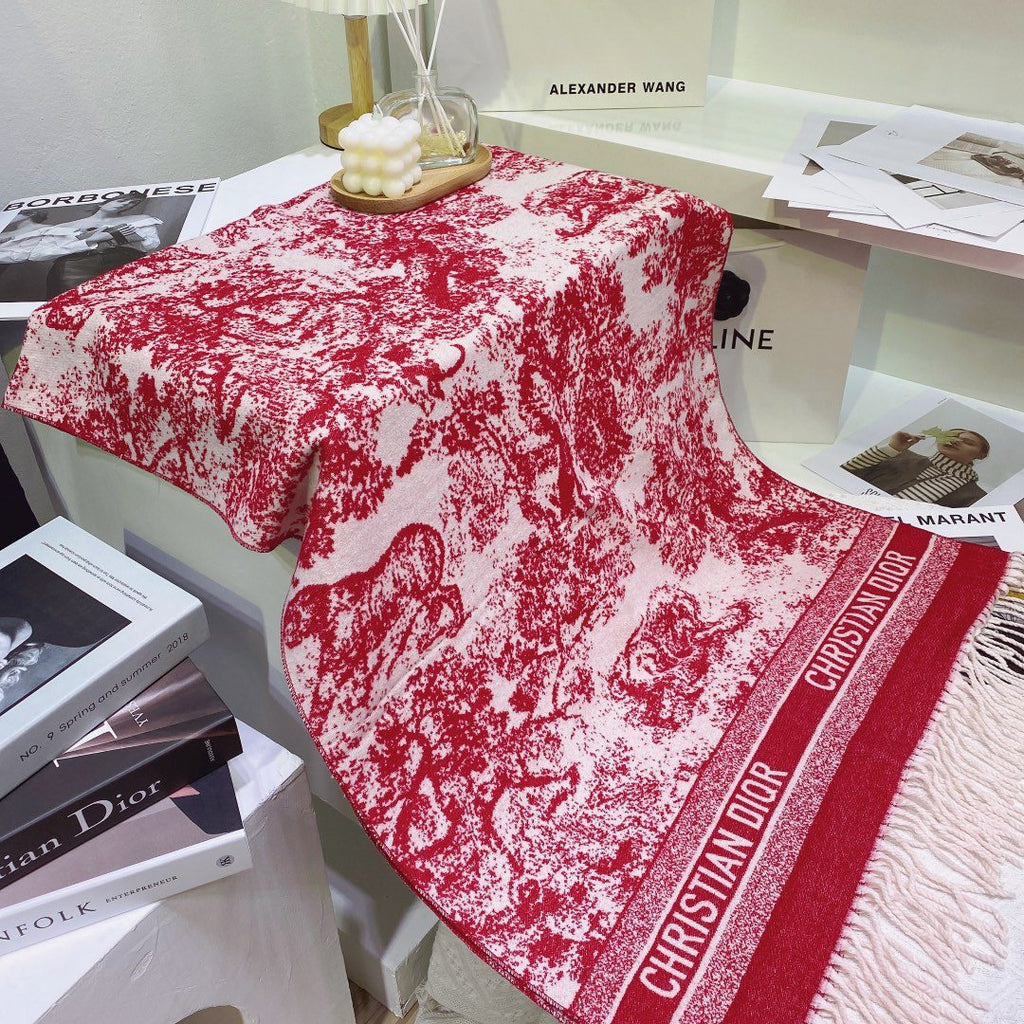 Dior Toile Print Fringed Scarf — side