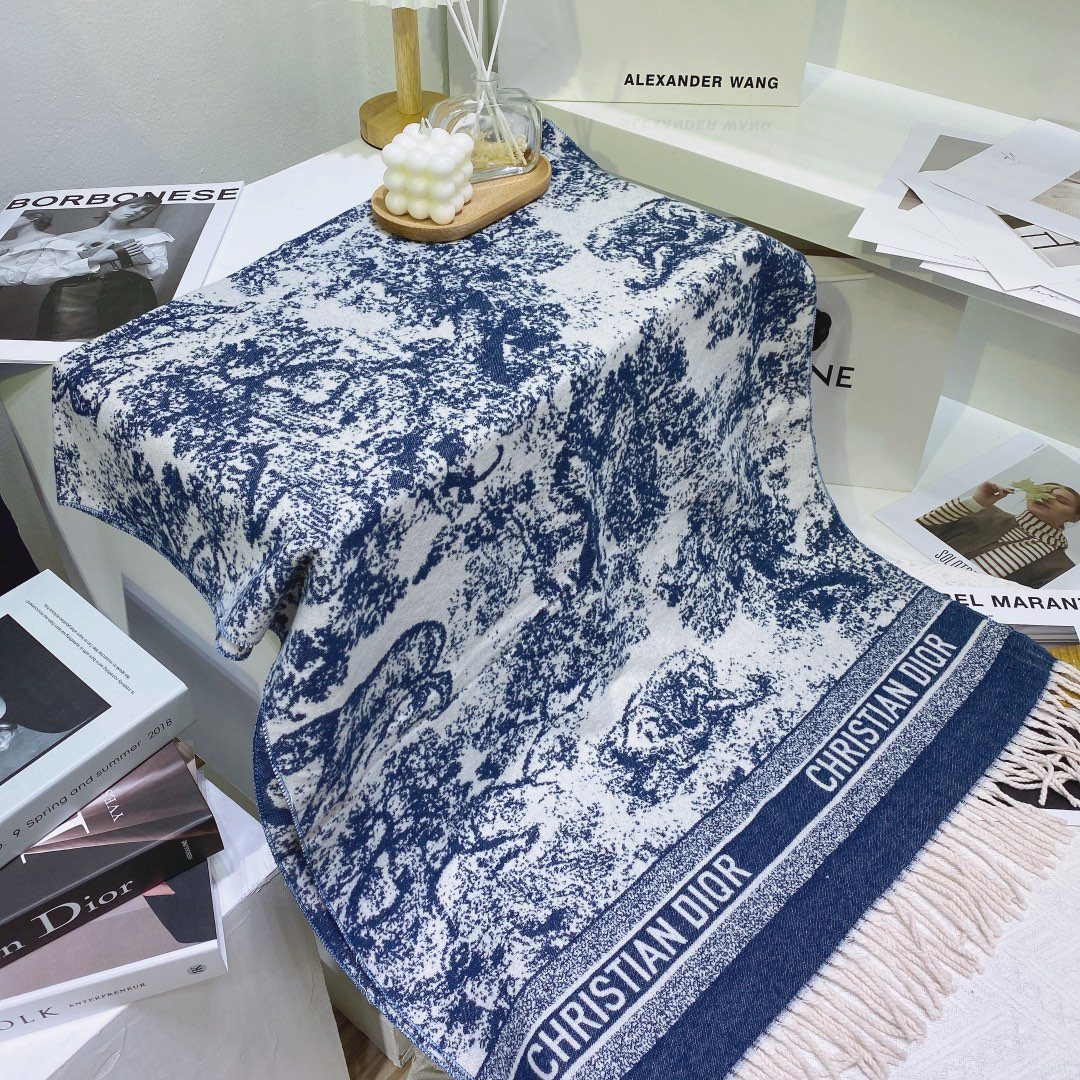 Dior Toile Print Fringed Scarf — front