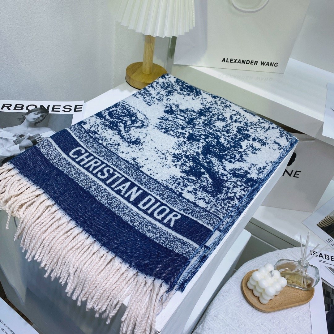 Dior Toile Print Fringed Scarf — front