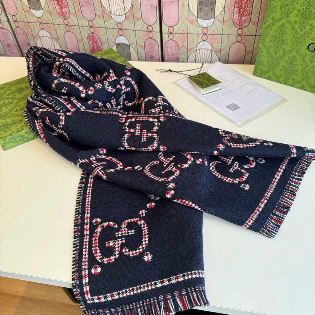 Gucci Fringed Monogram-Style Scarf — front