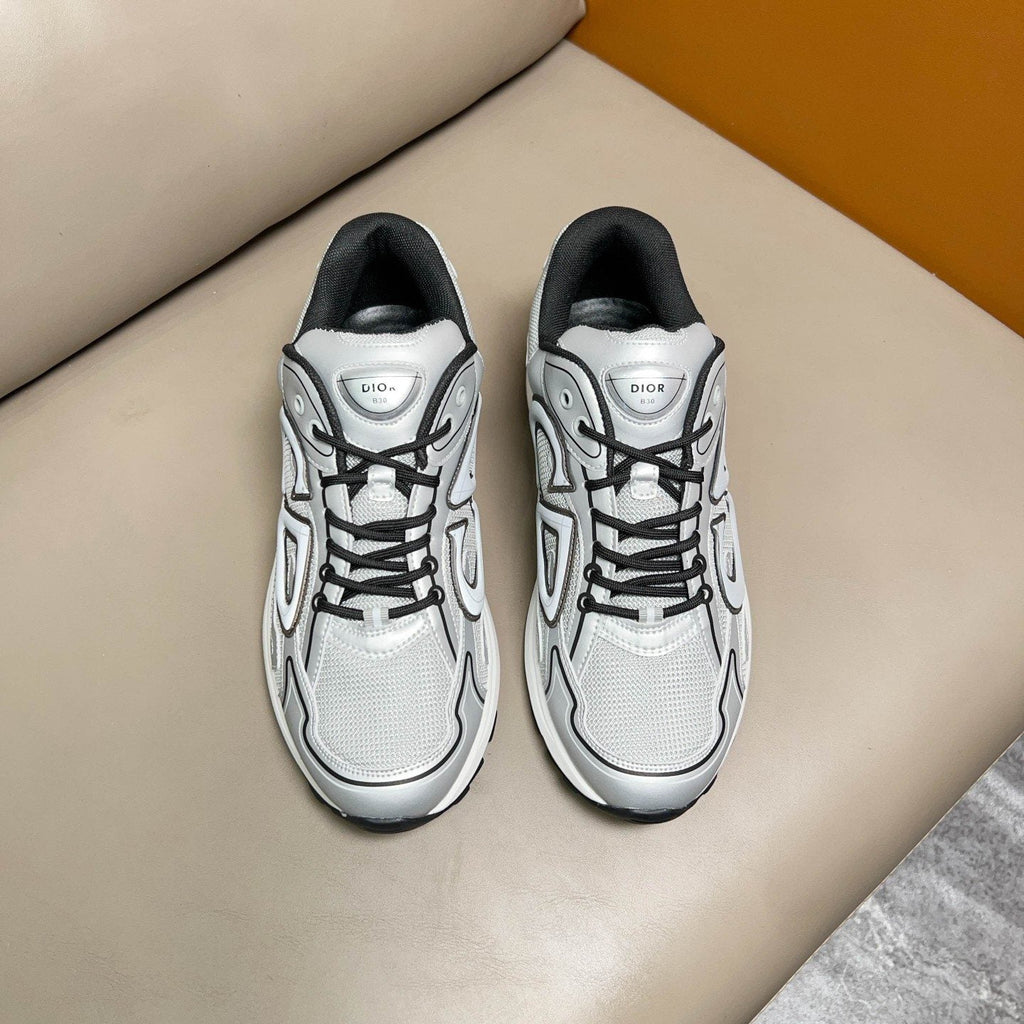 Dior Light Gray and Silver Sneakers — front