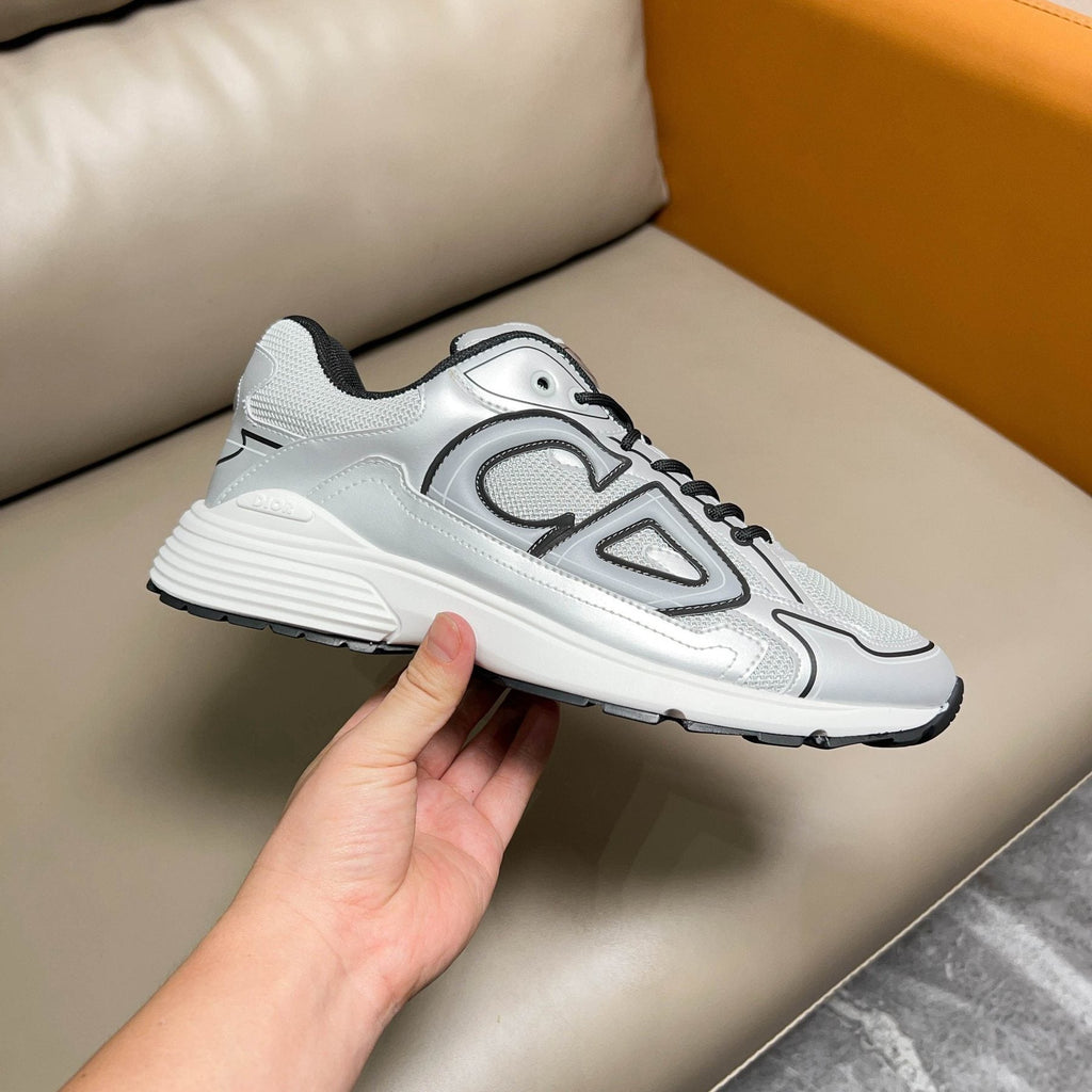 Dior Light Gray and Silver Sneakers — side