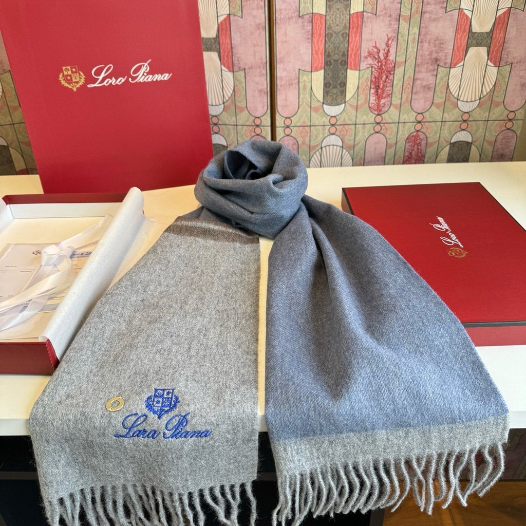 Loro Piana Reversible Fringed Cashmere Scarf — side