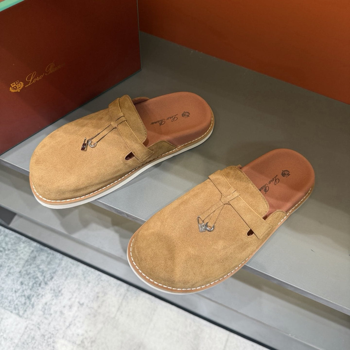 Camel Tan Backless Mule Loafers — side