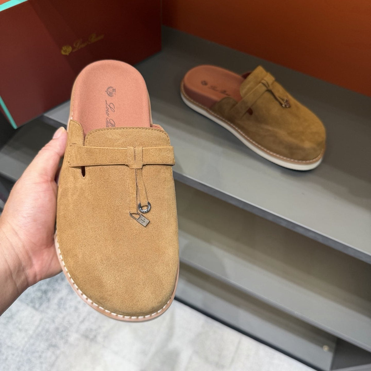 Camel Tan Backless Mule Loafers — side